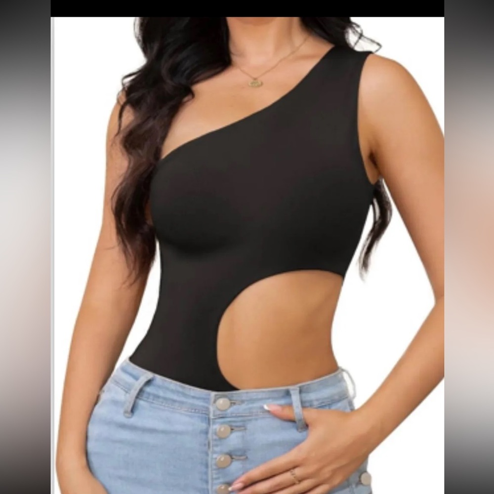 Black Side Cutout Bodysuit